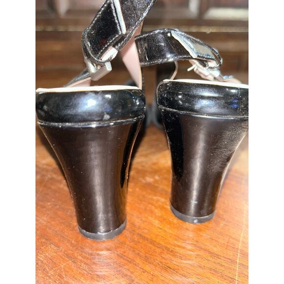 Taryn Rose  Fortula  Black  Patent Leather  Peep - Open Toe Sling back 3" Heels - Picture 7 of 9